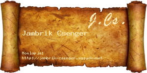 Jambrik Csenger névjegykártya